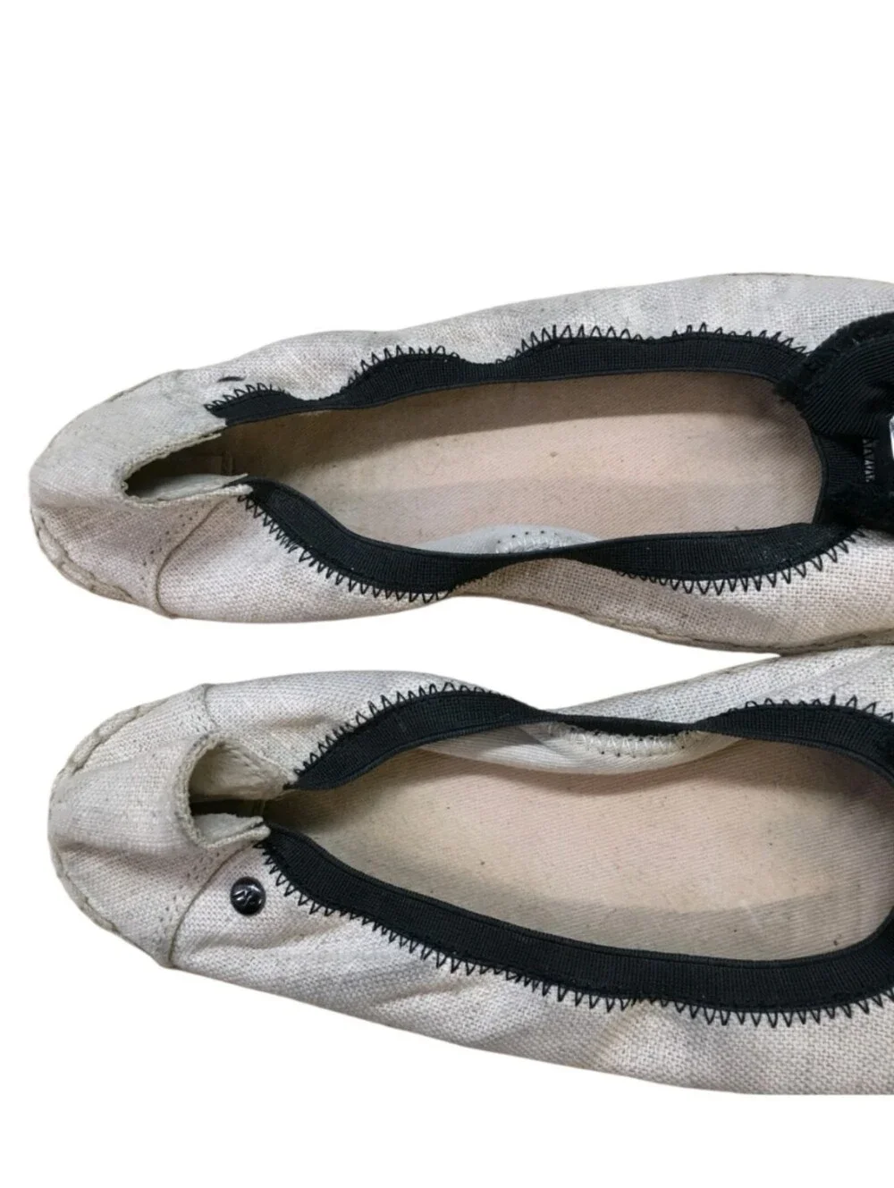 Simply Vera Vera Wang Ethel Espadrille Flats Tan & Black Bow Rhinestone Size 8.5